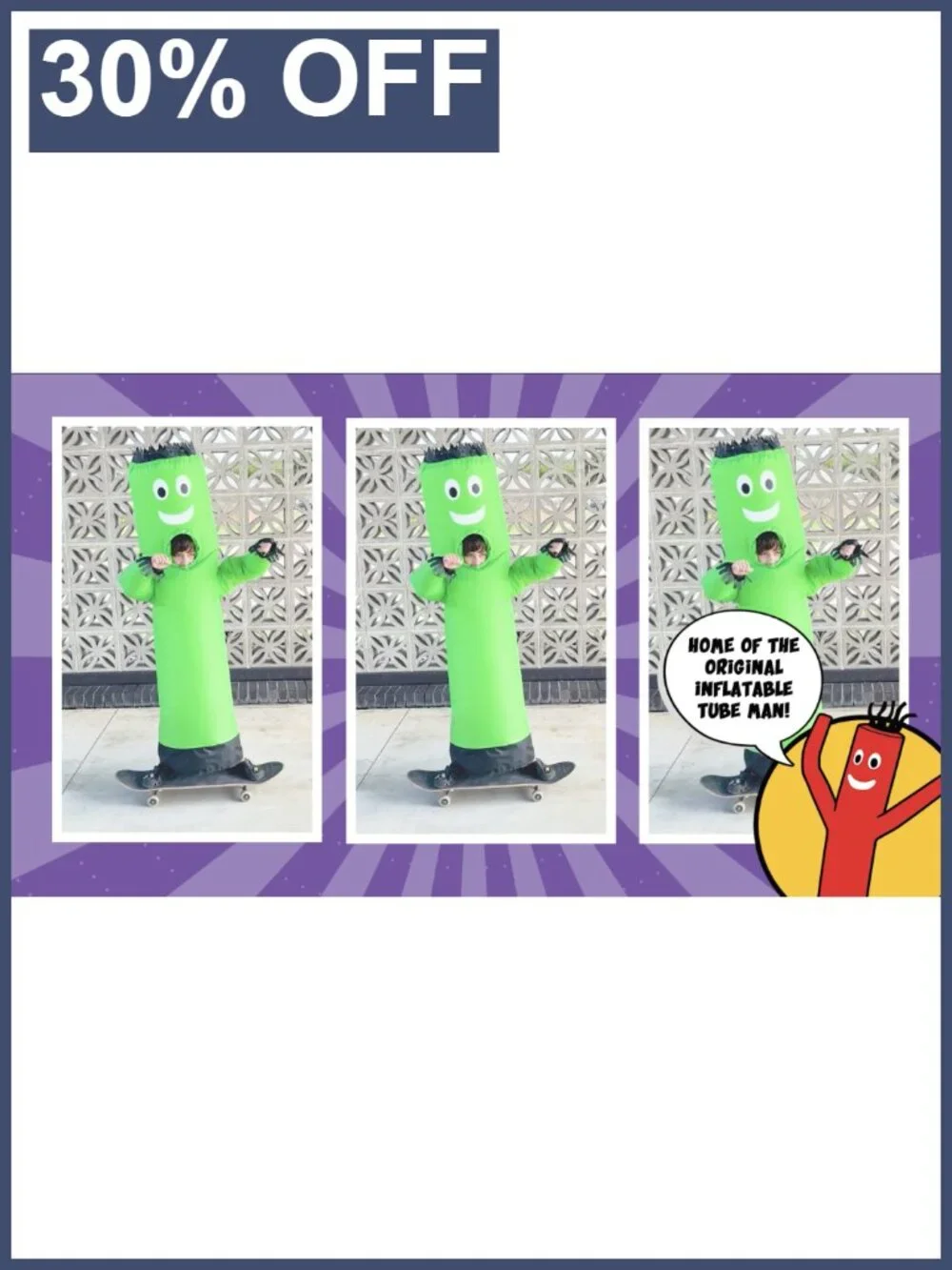 Inflatable Tube Man Costume Adult Wacky Wavy Arm Guy Funny Halloween